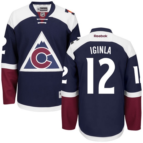 Mens Reebok Colorado Avalanche 12 Jarome Iginla Premier Blue Third NHL Jersey